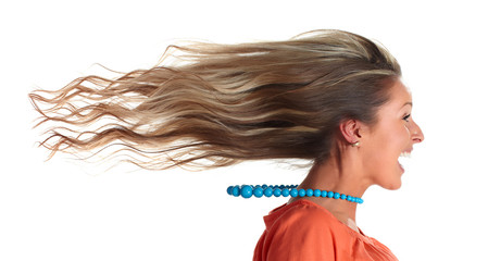 Happy woman hair.