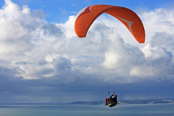 Paraglider above Whitsand Bay