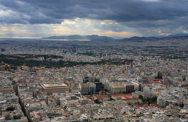 Fototapeta na wymiar Aerial view of Athens from mount Lycabettus
