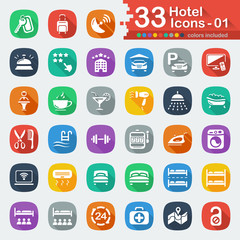 33 white flat hotel icons 01