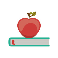 Book and red apple  icon. literature education and learning theme. Isolated design. Vector illustration