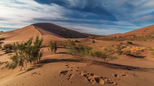 Singing Dunes in desert national park Altyn-Emel, Kazakhstan. 4K TimeLapse - September 2016, Almaty and Astana, Kazakhstan