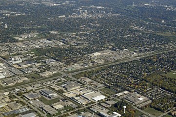 aerial view of a neighborhood in Guelph, Ontario Canada