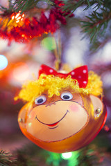 Smiling monkey christmas decoration
