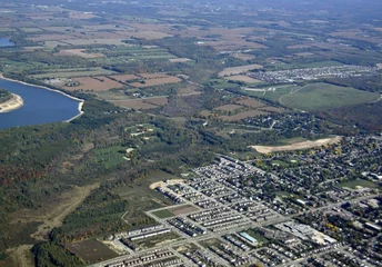  aerial view of a neighborhood in Guelph, Ontario Canada © skyf