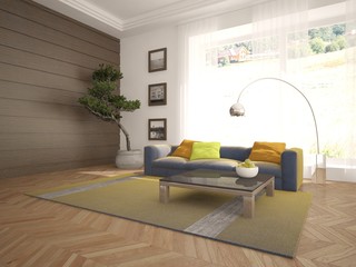 White interior of living room