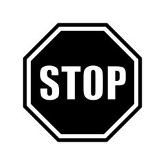 black and white vector stop sign - obrazy, fototapety, plakaty