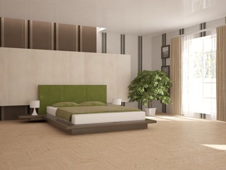 Green interior of bedroom