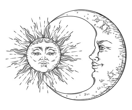 25 623 Best Sun Moon Drawing Images Stock Photos Vectors Adobe Stock
