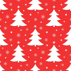  Christmas tree red seamless pattern