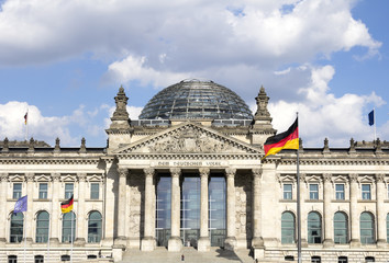 Reichstag building, seat of the German Parliament (Deutscher Bundestag), in Berlin Mitte district, Germany