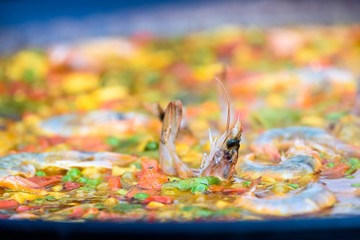 Traditional Valencian Paella With Rice And Seafood