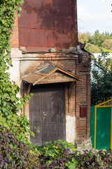 Old door with vine arbour