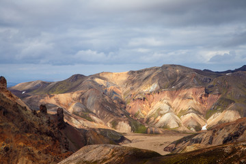 Landmannalaugar. Amazing multicoloured mountains near Brennisteinsalda at the start of the Laugavegur hike in the southern highlands of Iceland