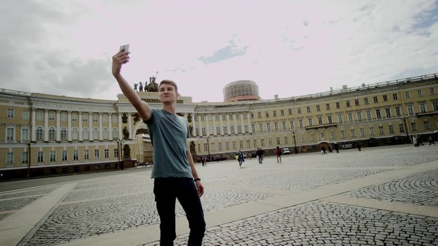 Man doing selfie in Palace Square