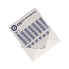 envelope mail with letter page icon over white background. vector illustration