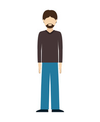 avatar man standing and wearing casual clothes over white background. vector illustration