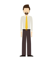 avatar male man standing wearing suit and tie over white background. vector illustration
