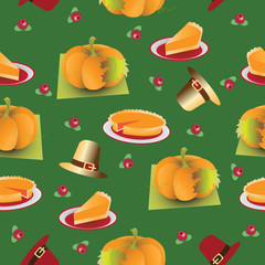 Thanksgiving day. PATTERN. Seamless pattern. Composition on a green background for textiles, tapestries, packing material.