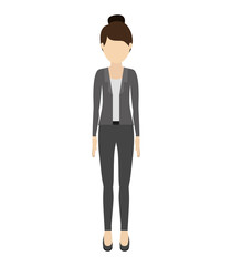 avatar woman cartoon standing and wearing executive clothes over white background. vector illustration