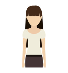 avatar woman cartoon standing and wearing casual clothes over white background. vector illustration