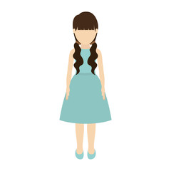avatar girl cartoon standing and wearing dress over white background. vector illustration