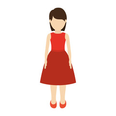 avatar girl cartoon standing and wearing dress over white background. vector illustration