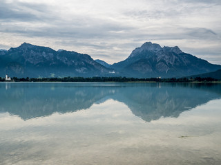 View of Forggensee  and Neuschwanstein Castle