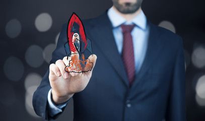 businessman touching racket