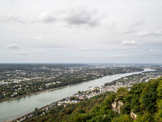 Fototapeta premium View of Rhine valley to Bonn from Drachenfels