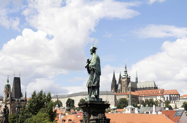 Fototapeta na wymiar St. John Nepomuk, Charles bridge, Prague, Czech Republic