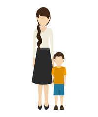 avatar woman mother with her son wearing casual clothes over white background. vector illustration