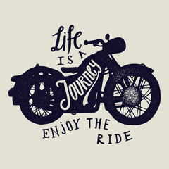life is a journey enjoy the ride. motorcycle travel print. biker lettering.