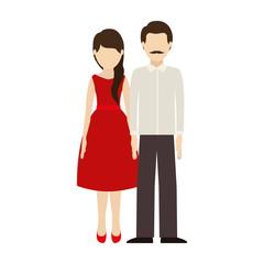 couple man and woman wearing casual clothes over white background. vector illustration