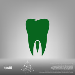 Flat paper cut style icon of tooth. Dentistry symbol