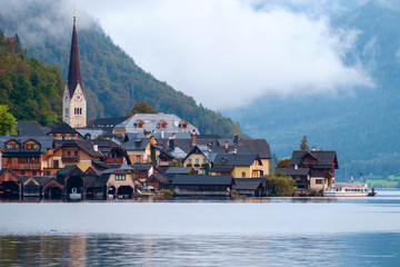 Hallstatt with Hallstatter See in the Austrian Alps