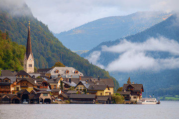 Hallstatt with Hallstatter See in the Austrian Alps