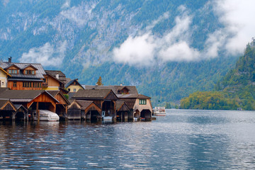 Naklejka premium Hallstatt with Hallstatter See in the Austrian Alps