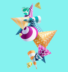 Abstract colorful background with 3D geometric elements