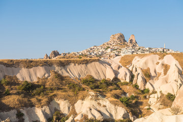 Ancient town and a castle of Uchisar dug from a mountains
