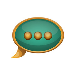 green speech bubble with gold frame over white background. vector illustration