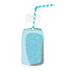 smoothie drink on mason jar with straw and  over white background. vector illustration