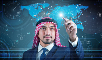 Arab man in data mining concept