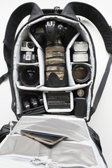 .Backpack for photographers with photo equipment