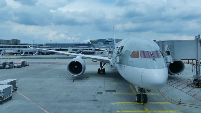 Aircraft Frankfurt airport panning shot