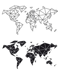 Geometric world map, vector
