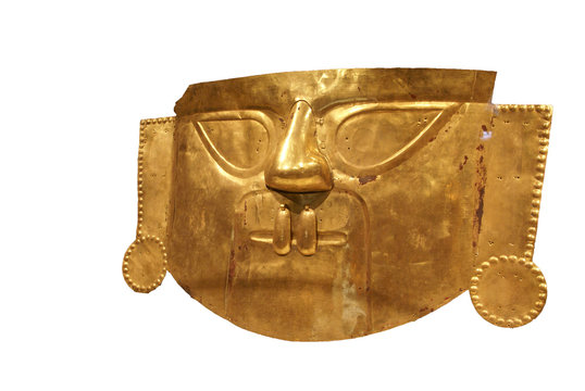 Peruvian Funerary mask, hammered gold from Peru , 9th - 11th cen