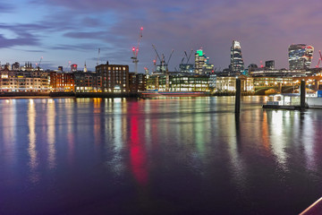 Amazing Night panorama of Thames River, London, England, Great Britain