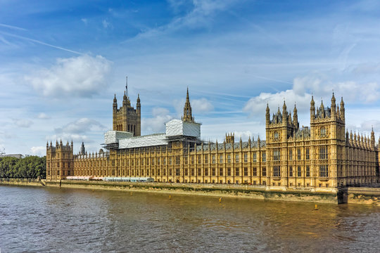 Amazing view of Houses of Parliament, Palace of Westminster,  London, England, Great Britain