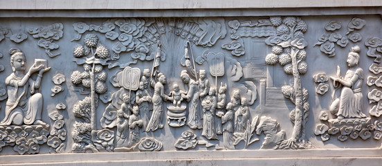 Stone Buddhist Panel Jing An Temple Shanghai China